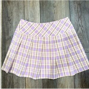 NWT Elodie Women’s Plaid Pleated Skirt in Purple and Yellow M